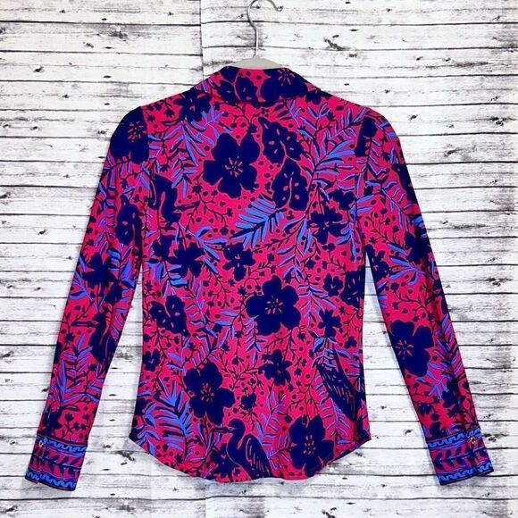 Lilly Pulitzer Marlena UPF 50+ Button Down Heron My Own Engineered - Picture 2 of 13